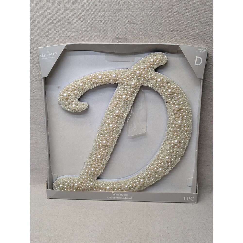 Ashland Pearl Script Letter D Wall Decor 13.75" Monogram Initial Michaels NIB